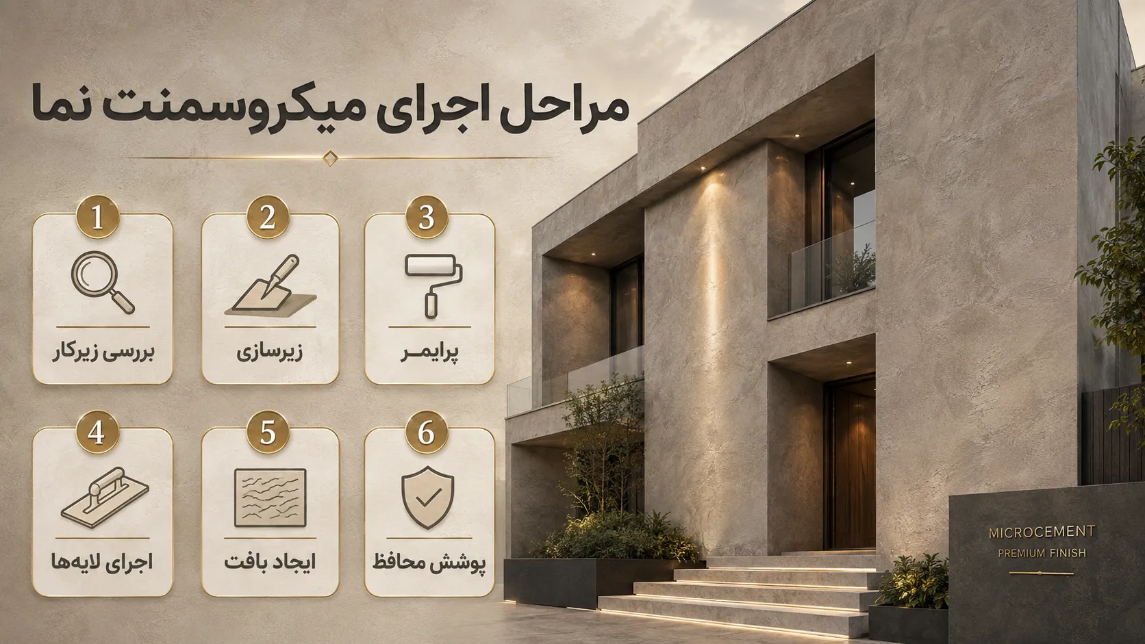 مراحل اجرای میکروسمنت نما از زیرسازی تا پوشش نهایی
